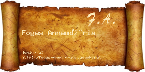 Fogas Annamária névjegykártya